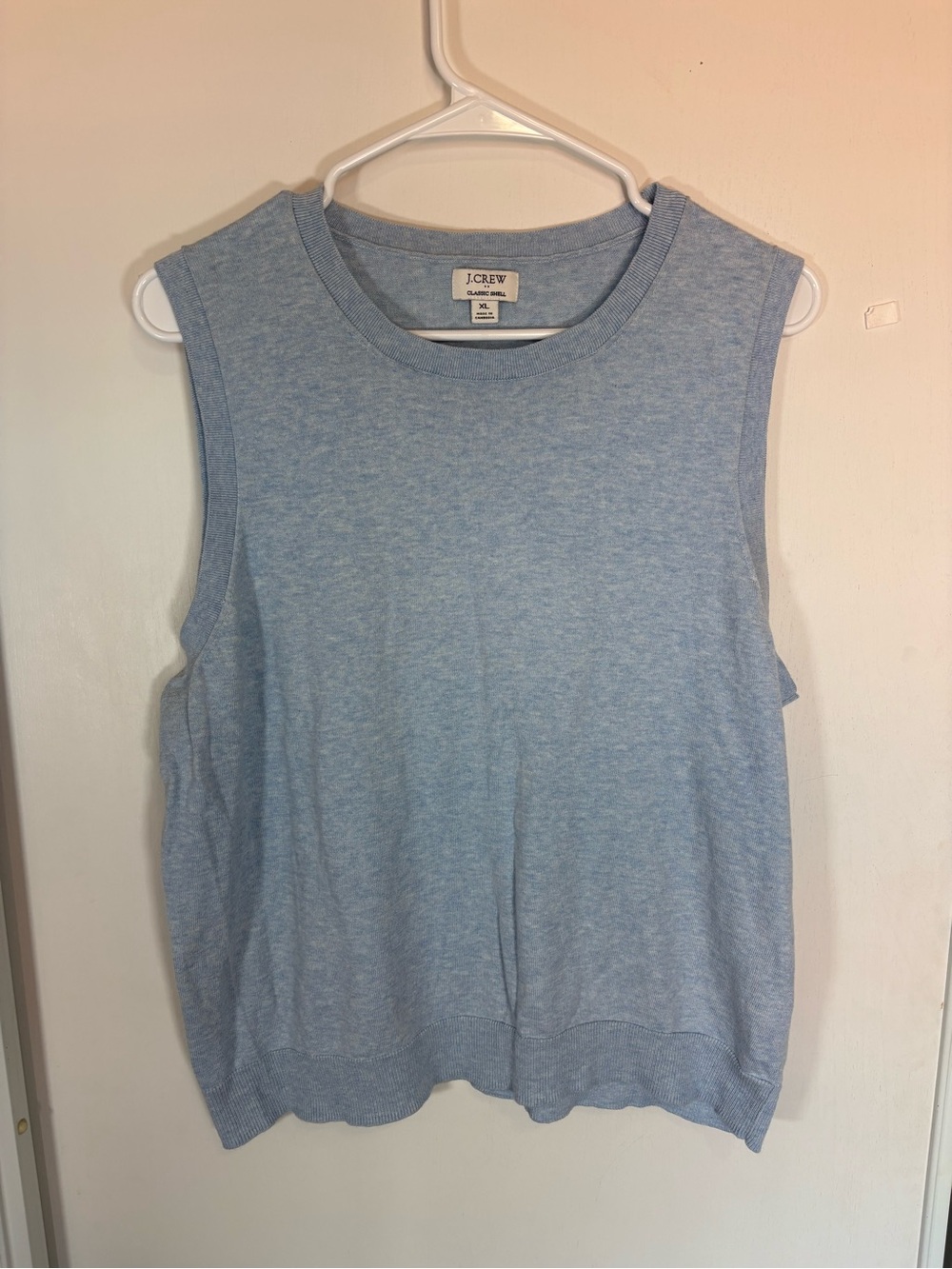 J.Crew Classic 100% Cotton Sleeveless Sweater Womens XL Blue Preppy Classic